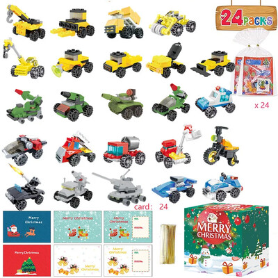 Kalėdų Advento kalendorius Dinozaurų automobilio statybinis blokas Atgalinė atskaita iki Naujųjų metų jaudinančių staigmenų Advento kalendorius Kalėdų dovana vaikams