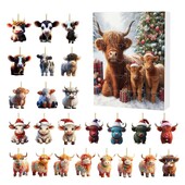 Kalėdų Aukštaitijos karvės papuošalai Kalėdų eglutės papuošalai pakabukų dekoracijos Akrilo karvė kabanti Kalėdų Advento kalendorius