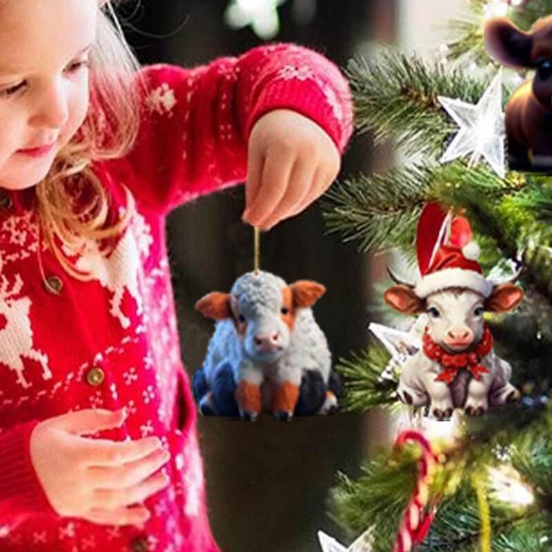 Kalėdų Aukštaitijos karvės papuošalai Kalėdų eglutės papuošalai pakabukų dekoracijos Akrilo karvė kabanti Kalėdų Advento kalendorius
