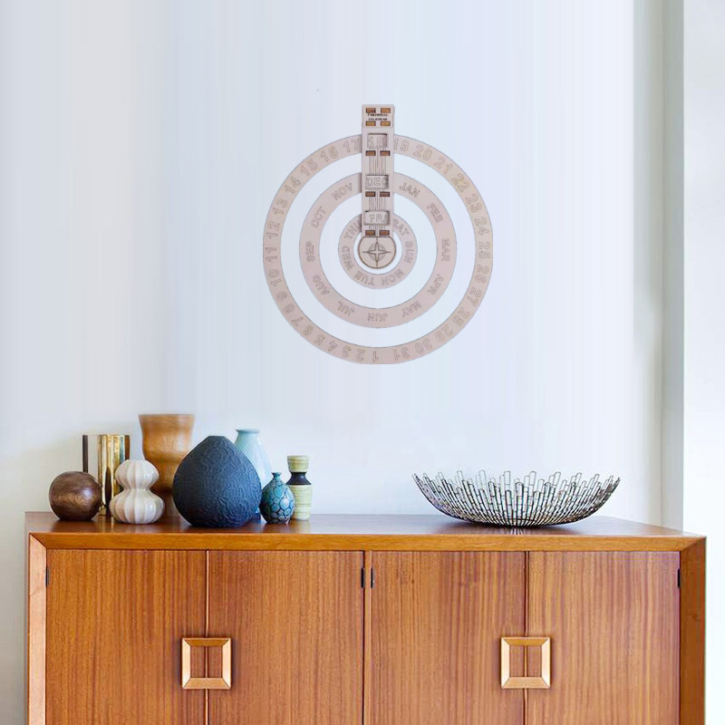 Calendar din lemn, rotund, rotativ, perpetuu, calendar de perete, agățat pe perete, meserii decorative, birou de studiu, decorațiuni pentru casa de Crăciun, masă cadou