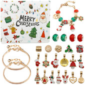 24 Countdown Calendar Advent Surprise Blind Box Set Christmas Charms Σετ βραχιόλι DIY Δημιουργικά στολίδια Χριστουγεννιάτικα παιδικά δώρα