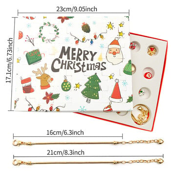 24 Countdown Calendar Advent Surprise Blind Box Set Christmas Charms Σετ βραχιόλι DIY Δημιουργικά στολίδια Χριστουγεννιάτικα παιδικά δώρα