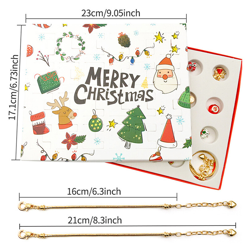 24 Countdown Calendar Advent Surprise Blind Box Set Christmas Charms Σετ βραχιόλι DIY Δημιουργικά στολίδια Χριστουγεννιάτικα παιδικά δώρα