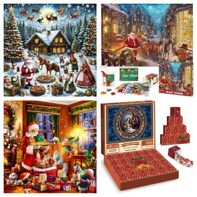 Ziemassvētku Adventes kalendārs 1000 gab. Pieaugušajiem Ziemassvētku atpakaļskaitīšanas kalendārs 2024. gada Ziemassvētku vecīša dāvana pieaugušajiem 1000 gabals