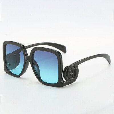 Vintažinio rėmelio pėdos giroskopas apvalios pėdos aksesuaras Didelio dydžio kvadratiniai moteriški madingi akiniai Retro stiliaus akiniai nuo saulės