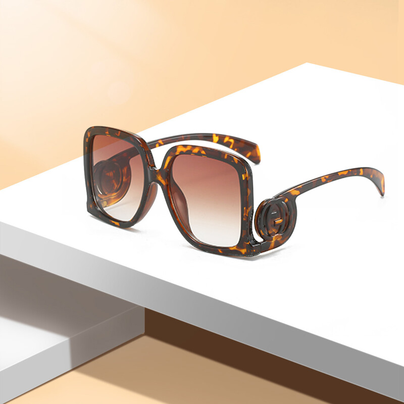 Vintage rāmja pēdas žiroskopa apaļas pēdas aksesuārs Liela izmēra kvadrātveida sieviešu modes brilles Retro stila pretatspīduma saulesbrilles