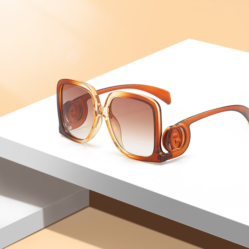 Vintage rāmja pēdas žiroskopa apaļas pēdas aksesuārs Liela izmēra kvadrātveida sieviešu modes brilles Retro stila pretatspīduma saulesbrilles