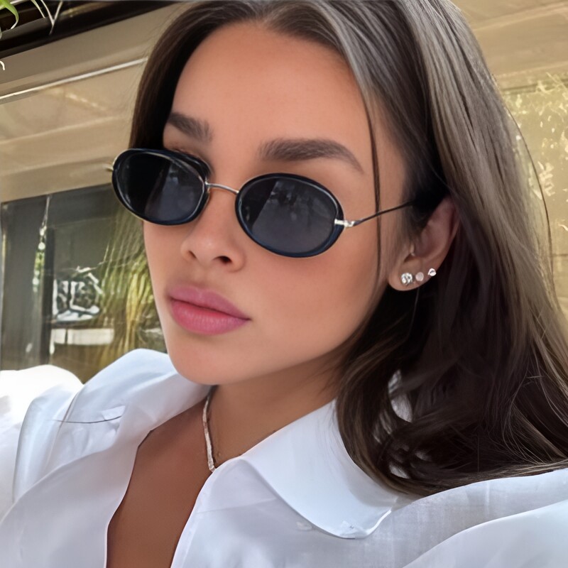 Retro maži ovalūs moteriški prabangūs akiniai nuo saulės Madingi gradiento akiniai nuo saulės Vyriški pankiški akiniai nuo saulės Prabangūs prekės ženklo dizainerio akiniai UV400