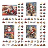 24 gab. Auto Kuloni Ziemassvētku Adventes Kalendārs Akrila 2D Ziemassvētku Fantāzijas Automašīnu šarms Atslēgu piekariņu rotaļu komplekts