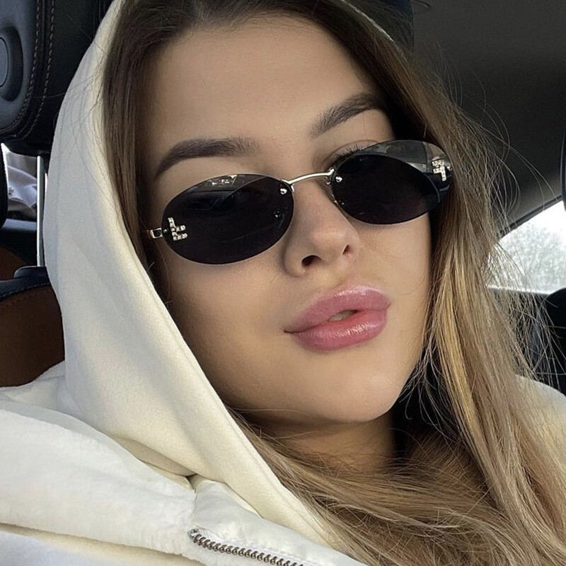 Firminiai ovalūs moteriški akiniai nuo saulės Madingi mažo rėmelio prabangūs dizainerių raštai saulės akinių šešėliai UV400 skaidrus vandenyno objektyvas