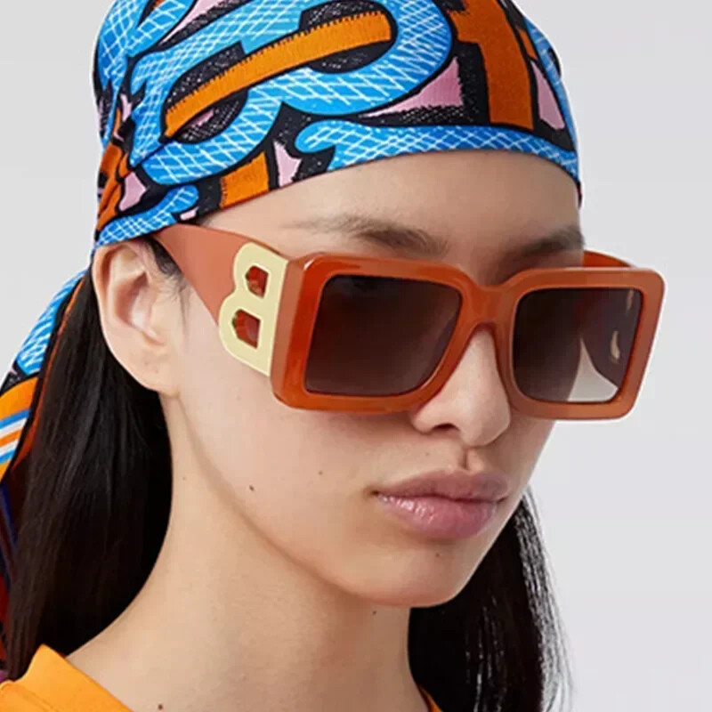 2024. gada modes lielizmēra The Letter B kvadrātveida luksusa tendences saulesbrilles sievietēm vīriešiem, retro taisnstūra saulesbrilles Gafas De Sol UV400
