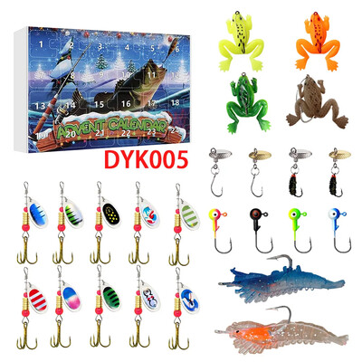 Adventi naptár 2024-es horgászcsali szett 24 napos karácsonyi visszaszámlálás egyedi halászfelszereléssel karácsonyi meglepetés horgászcsali ajándék