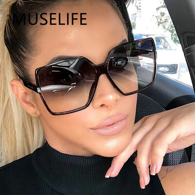 Mustad ruudukujulised ülisuured päikeseprillid naiste suure raamiga värvilised päikeseprillid naiste peegliga Oculos Unisex gradientidega hiphopi varjundid