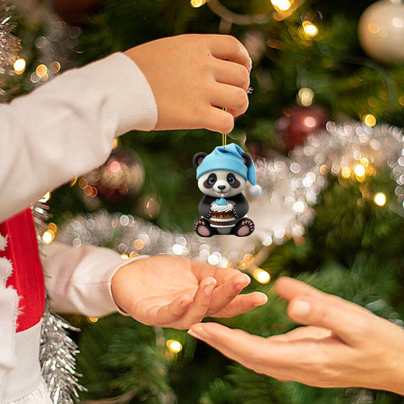 Kalėdų reikmenų atgalinis skaičiavimas Mieli pandos akriliniai pakabukai kabantys šventinis kalendorius 2d klubo kalendoriai 2024 m. Naujųjų metų dekoras