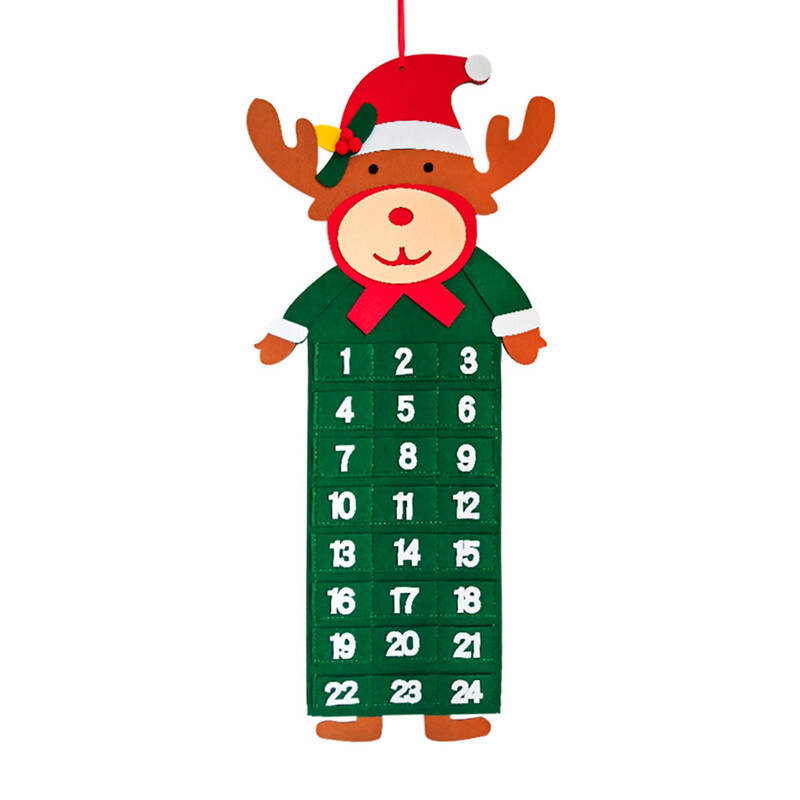 Ziemassvētku filca Adventes kalendārs pie sienas Ziemassvētku vecīša adventes kalendārs ar kabatām 24 dienu bērnu rotaļlietas bērniem Ziemassvētku dāvana