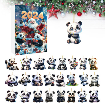 Χριστουγεννιάτικα στολίδια Advent Calendar Box 24 Day Countdown Panda 2d Acrylic Pendants Ημερολόγια Δημιουργία Φεστιβάλ Ατμόσφαιρας