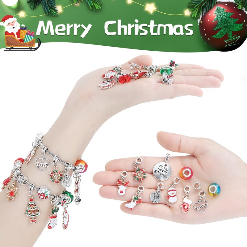 24 vnt Kalėdų Advento kalendorius Mergaičių apyrankės Kalėdų atgalinio skaičiavimo kalendorius DIY Kalėdų atostogų Advento kalendorius Kalėdų dovanų rinkinys