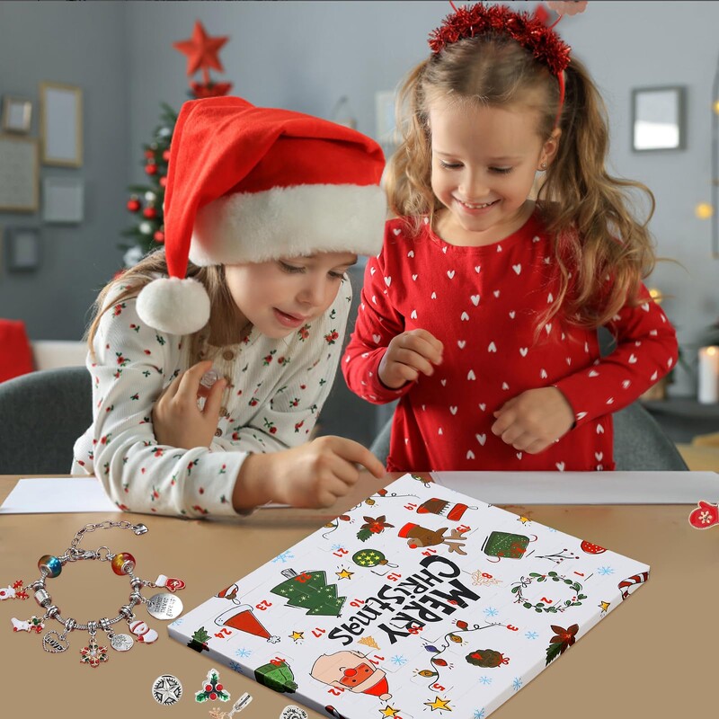 24 vnt Kalėdų Advento kalendorius Mergaičių apyrankės Kalėdų atgalinio skaičiavimo kalendorius DIY Kalėdų atostogų Advento kalendorius Kalėdų dovanų rinkinys