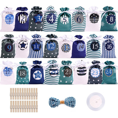 24 dienu Ziemassvētku Adventes kalendāra soma pie sienas piekarināma aukliņa dāvanu tukša soma ar klipšiem 2023. gada Jaungada ballīte Ziemassvētku eglītes rotājums