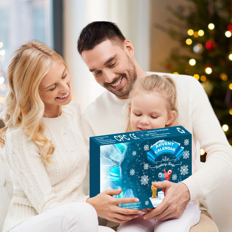 2024. gada adventes svētku kalendārs ar 24 dāvanām jaukas multfilmas figūriņas, kas paredzētas atpakaļskaitīšanai, rotaļlieta Ziemassvētku mini figūriņas, rotaļlietu komplekts bērniem dāvanu istabas dekorēšanai