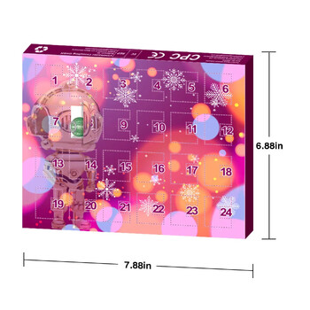 Адвент календар 2024 за момичета Коледен 24-дневен календар с обратно отброяване с гривна Направи си сам Пръстени Коледен празничен орнамент Подарък за момиче