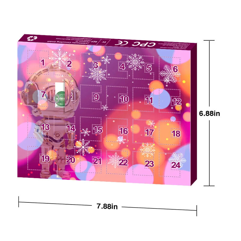 Adventes kalendārs 2024. gadam meitenēm Ziemassvētku 24 dienu atpakaļskaitīšanas kalendārs ar rokassprādzes gredzeniem, Ziemassvētku rotājums, dāvana meitenei