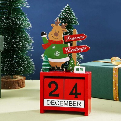 1 gab Ziemassvētku rotājumi koka kalendāra rotājumi Ziemassvētku laika atskaite galda kalendārs darbvirsmas rotājumi dāvanas