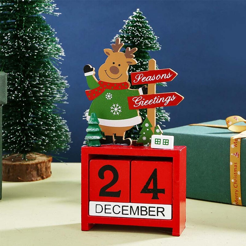 1 gab Ziemassvētku rotājumi koka kalendāra rotājumi Ziemassvētku laika atskaite galda kalendārs darbvirsmas rotājumi dāvanas