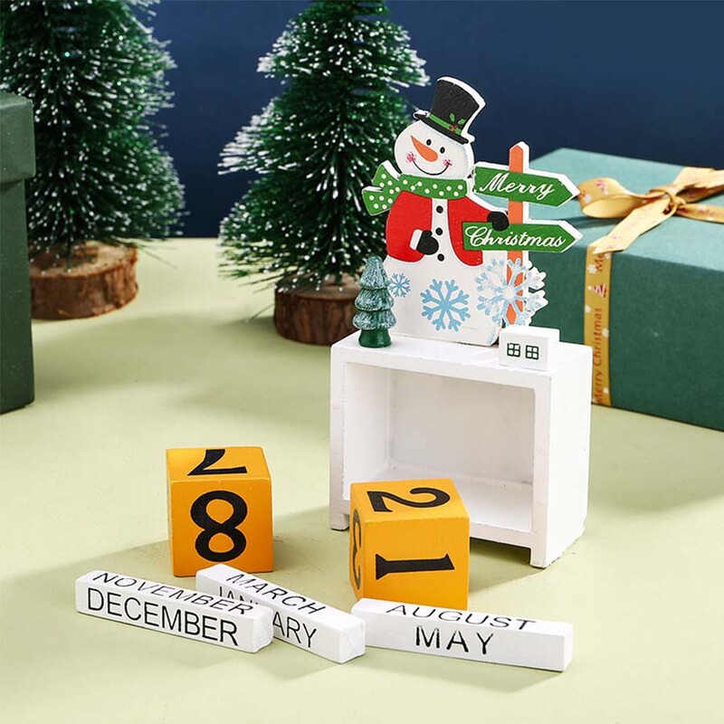 1 gab Ziemassvētku rotājumi koka kalendāra rotājumi Ziemassvētku laika atskaite galda kalendārs darbvirsmas rotājumi dāvanas