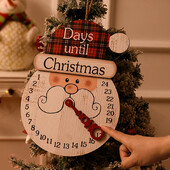 2024. gada jauns koka sniegavīrs, Ziemassvētku vecīša raksts, piekārts pie sienas, atpakaļskaitīšanas ornaments Ziemassvētku adventes kalendārs Ziemassvētku ballītes priekšdurvīm