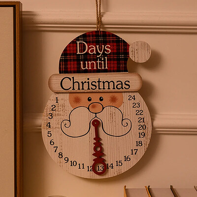 2024. gada jauns koka sniegavīrs, Ziemassvētku vecīša raksts, piekārts pie sienas, atpakaļskaitīšanas ornaments Ziemassvētku adventes kalendārs Ziemassvētku ballītes priekšdurvīm