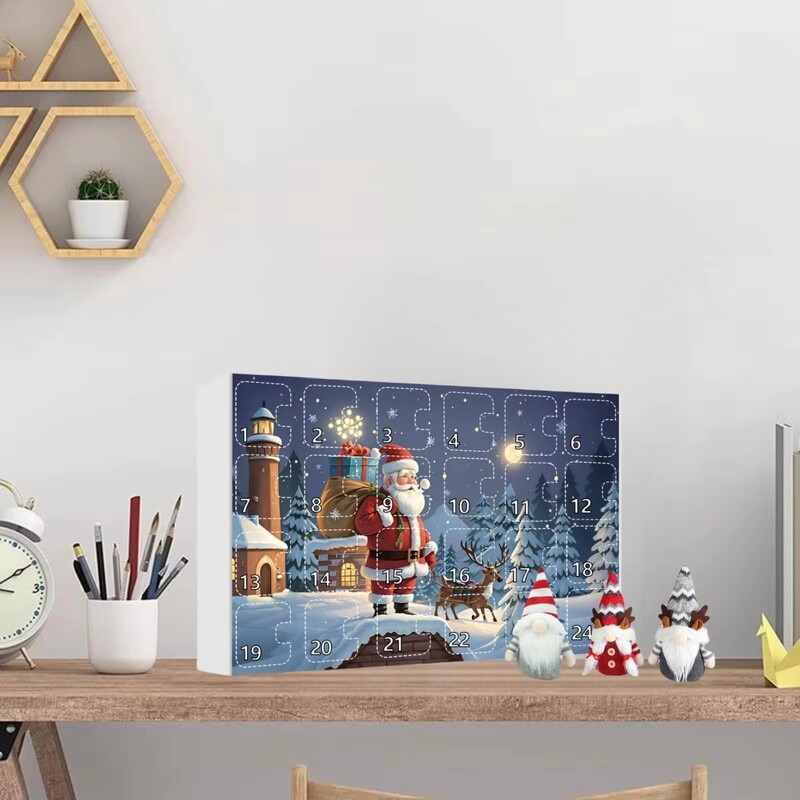 2024. gada Ziemassvētku rūķīšu Adventes kalendārs, 2024. gada Ziemassvētku atpakaļskaitīšanas kalendārs ar kolekcionējamu rūķīšu plīša leļļu rotaļlietu, Ziemassvētku dāvana