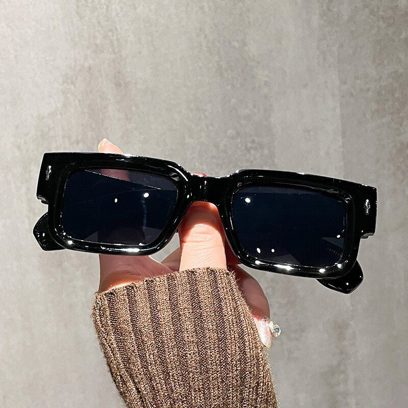 Fashion Square Rivet Μικρά Γυναικεία Ανδρικά Γυαλιά ηλίου UV400 Vintage Σκούρο Πράσινο Trending Γυναικεία γυαλιά ηλίου
