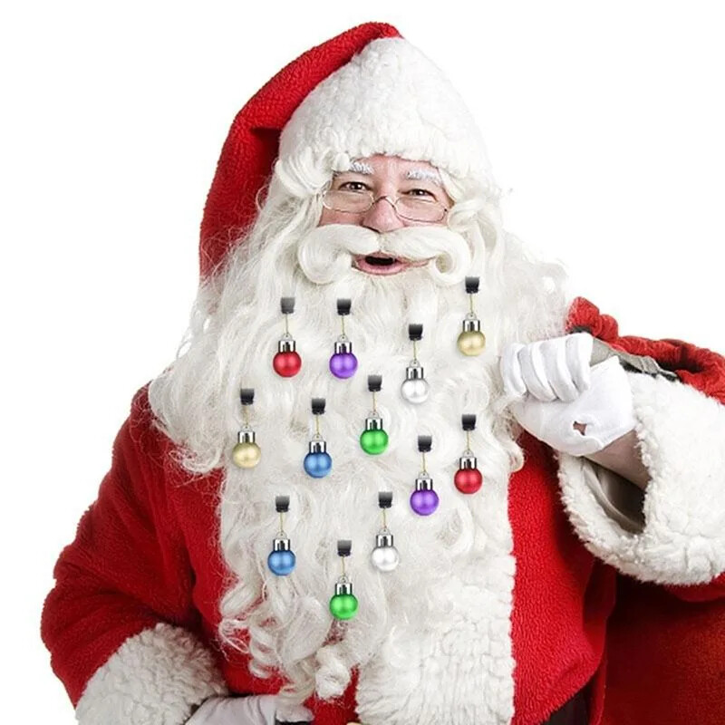 12 gab./komplekts Ziemassvētku bārdas rotājums Ziemassvētku vecīša bārda Spuldzes zvaniņi saspraudes rotājumi Ziemassvētku ballīšu pasākumiem Aksesuāri