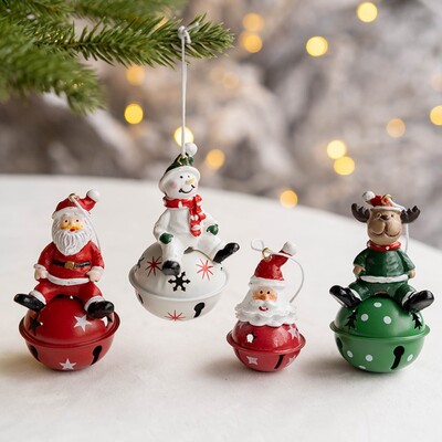 1 buc. Clopoțel de Crăciun din metal Moș Crăciun Om de zăpadă Ren Jingle Bell Decor pentru brad de Crăciun Articole pentru petreceri, pandantiv agățat, accesoriu DIY