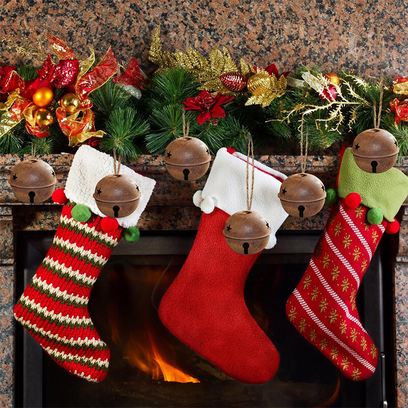 12 vnt. Kalėdiniai varpeliai, metaliniai varpai, amatų dekoracijos, skirtos Kalėdų eglutės papuošimui, šventei, kasdien kabantis „pasidaryk pats“ varpelis (rūdijantis)