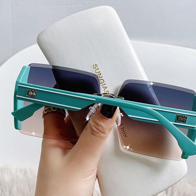 Új UV400 keret nélküli napszemüvegek vintage négyzet alakú női árnyalatú színátmenetes napszemüvegek nyárra