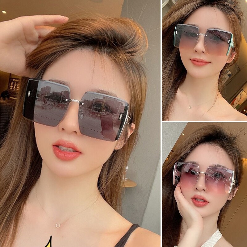Új UV400 keret nélküli napszemüvegek vintage négyzet alakú női árnyalatú színátmenetes napszemüvegek nyárra