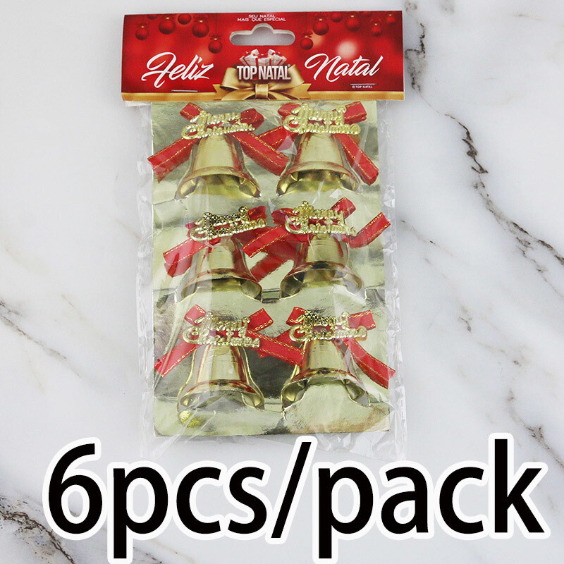 (6vnt./pak.)4cm Plastikiniai auksiniai varpeliai Kalėdų eglutės kabantys papuošalai Naujųjų metų šventėms Kalėdų varpelių dekoravimas „pasidaryk pats“