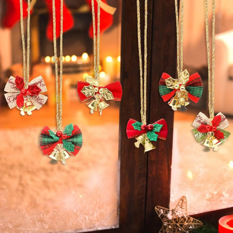 10vnt kalėdiniai maži lankeliai su varpeliais Miniatiūriniai papuošalai Dovanų papuošimai Amatai Girliandos Kabantys Dekoras skanėstų maišeliai Dovanų pakavimas