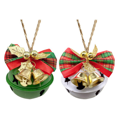 2vnt kalėdiniai varpeliai raudoni žaliai balti metaliniai varpeliai Kalėdų eglutės kabantys pakabučiai papuošalai Kalėdų dekoravimo reikmenys