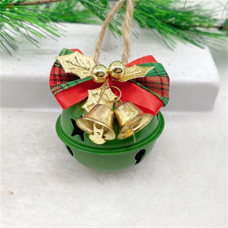 2vnt kalėdiniai varpeliai raudoni žaliai balti metaliniai varpeliai Kalėdų eglutės kabantys pakabučiai papuošalai Kalėdų dekoravimo reikmenys