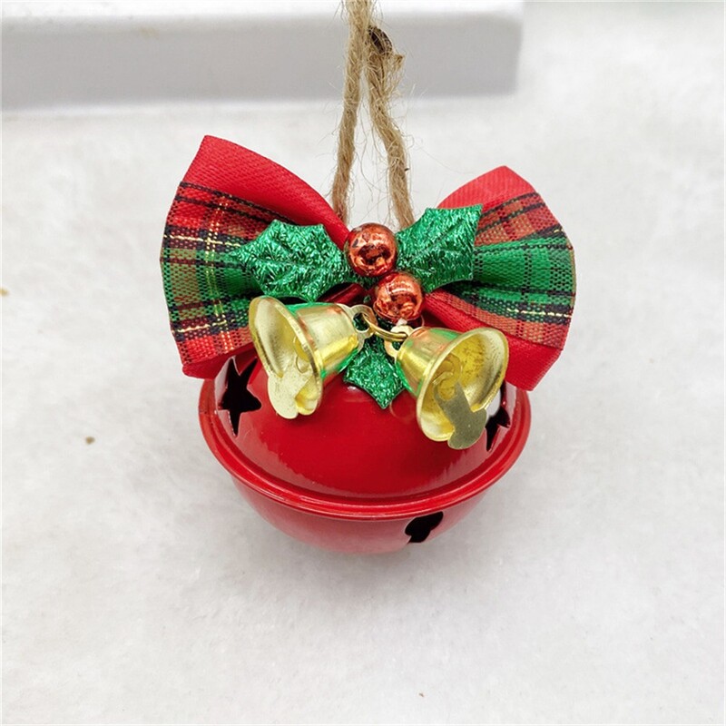 2vnt kalėdiniai varpeliai raudoni žaliai balti metaliniai varpeliai Kalėdų eglutės kabantys pakabučiai papuošalai Kalėdų dekoravimo reikmenys