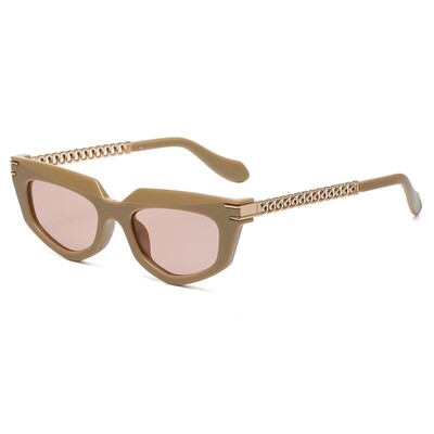 Kvadratiniai rudi akiniai nuo saulės Moteriški Vyrai Auksiniai maži metaliniai grandinėlės rėmeliai Saulės akiniai dizainerio Retro atsitiktinio atspalvio akiniai UV400 oculos