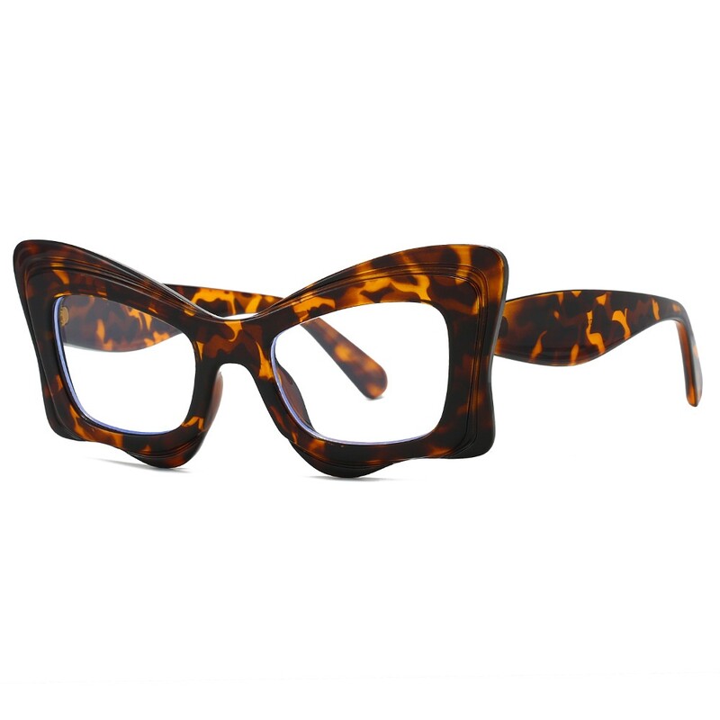 Ochelari pătrați retro, cadru negru ultra-ușor Ochelari supradimensionați pentru femei mari Ochelari plati cu decorare populară Ochelari de vedere