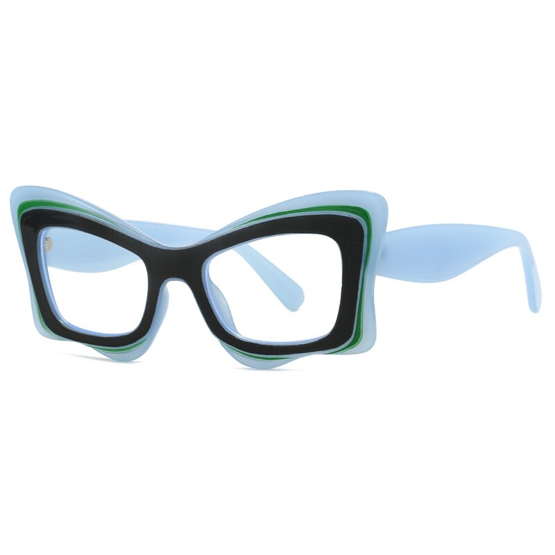 Ochelari pătrați retro, cadru negru ultra-ușor Ochelari supradimensionați pentru femei mari Ochelari plati cu decorare populară Ochelari de vedere