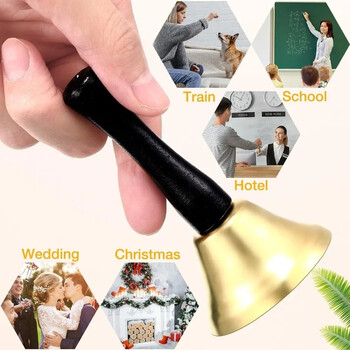 Коледна ръчна камбанка Jingle Bells Gold School Handbell Restaurant Call Bell Service Supplies Xmas Navidad Noel New Year