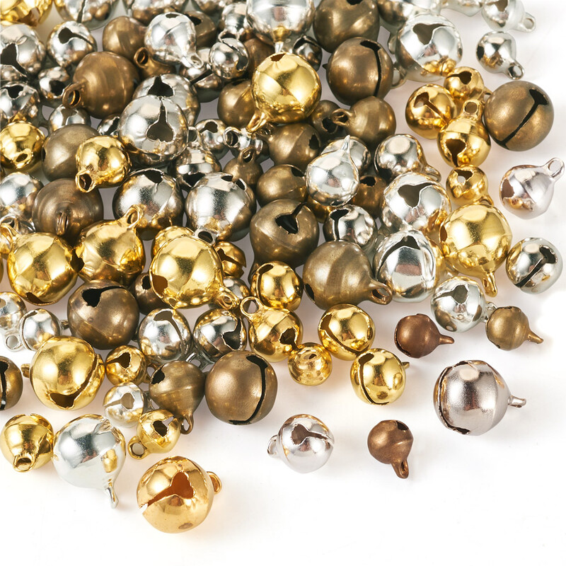 120gb sakausējuma zvana piekariņi 8mm 9mm 12mm mazi zvana zvaniņi krelles piekariņi rotaslietu izgatavošanai DIY Ziemassvētku ballītes dekorācijas dāvana