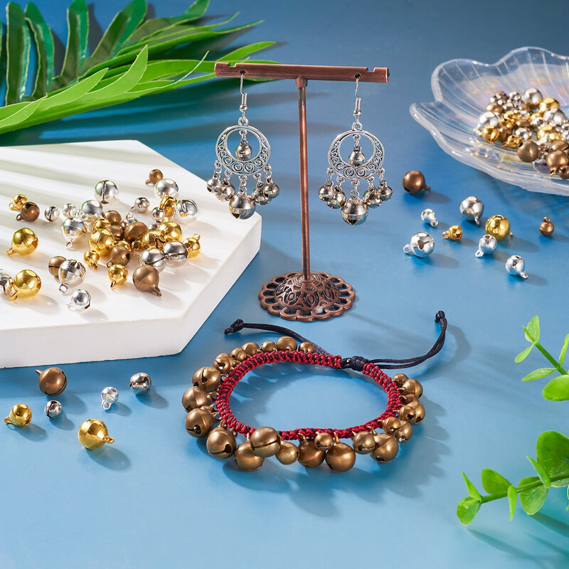 120gb sakausējuma zvana piekariņi 8mm 9mm 12mm mazi zvana zvaniņi krelles piekariņi rotaslietu izgatavošanai DIY Ziemassvētku ballītes dekorācijas dāvana