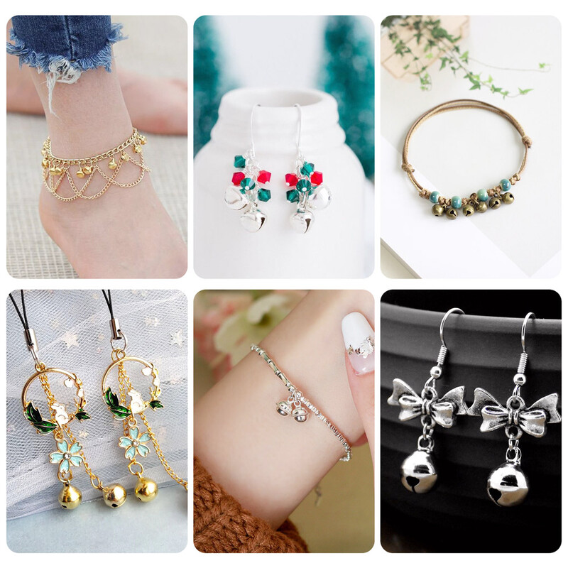 120gb sakausējuma zvana piekariņi 8mm 9mm 12mm mazi zvana zvaniņi krelles piekariņi rotaslietu izgatavošanai DIY Ziemassvētku ballītes dekorācijas dāvana